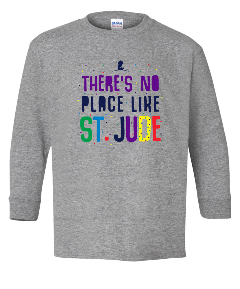 Youth No Place Like St. Jude Grey Long Sleeve T-Shirt